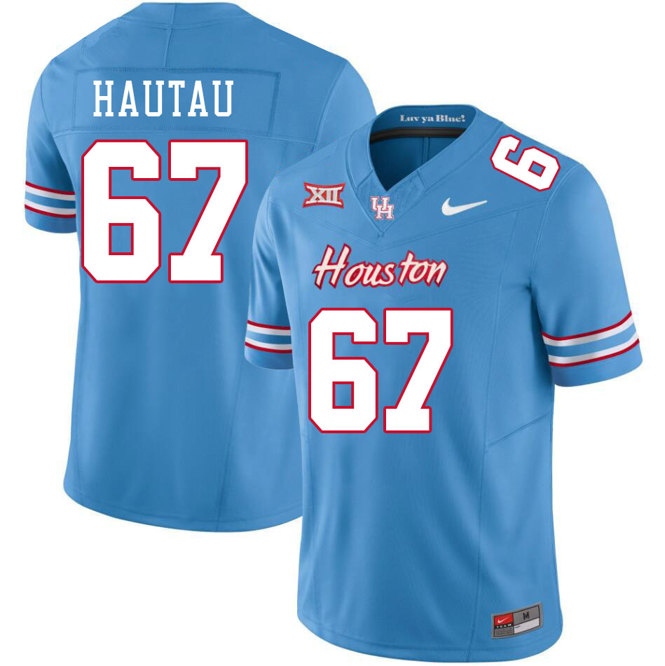 Men #67 Hingano Hautau Houston Cougars College Football Jerseys Stitched-Oilers